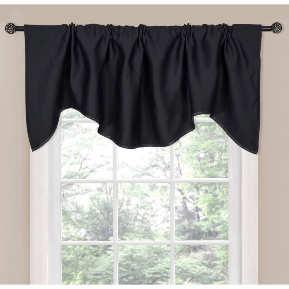 Pair of Black Scalloped Valances 50” Black Out
